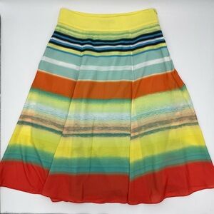 Ted Baker Sunset Striped Pleated Skirt Tangerine Pockets Size 1 US 4